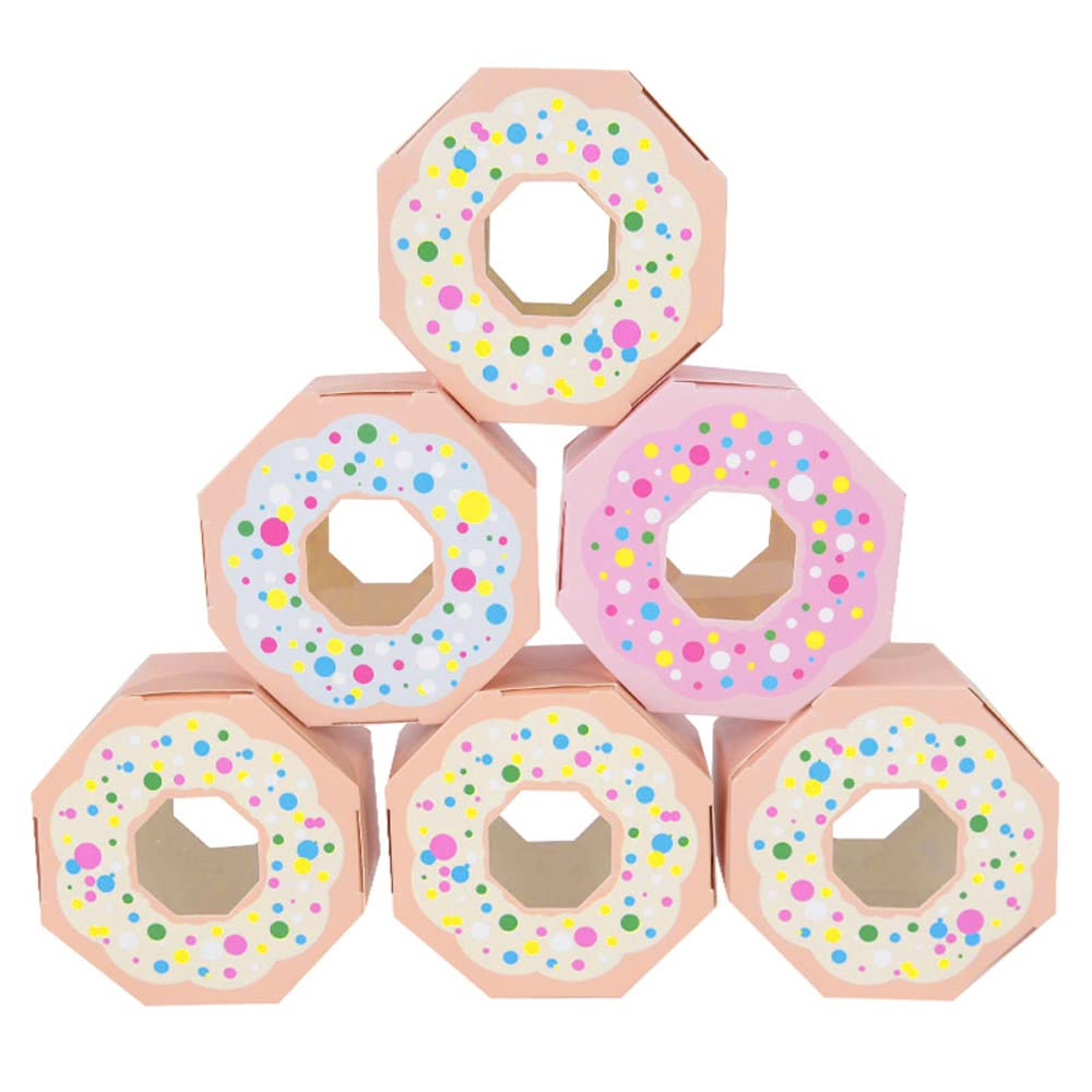 30pcs DIY Mini Paper Favor Boxes Small Candy Treat Boxes for Wedding Bridal Baby Shower Birthday Party Decorations (Multicolor Donut Style)