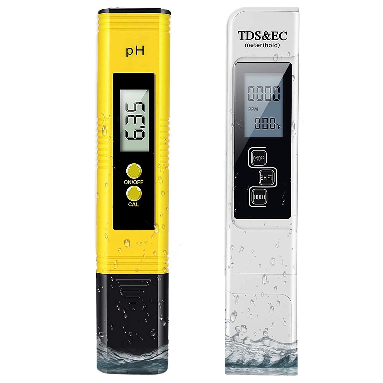 Lahdrhab Black&White Ph Meter And Tds Meter,Digital Water Quality Tester, 0-9990 Ppm, Ec And Temperature Measurement 0.01 Ph High Precision