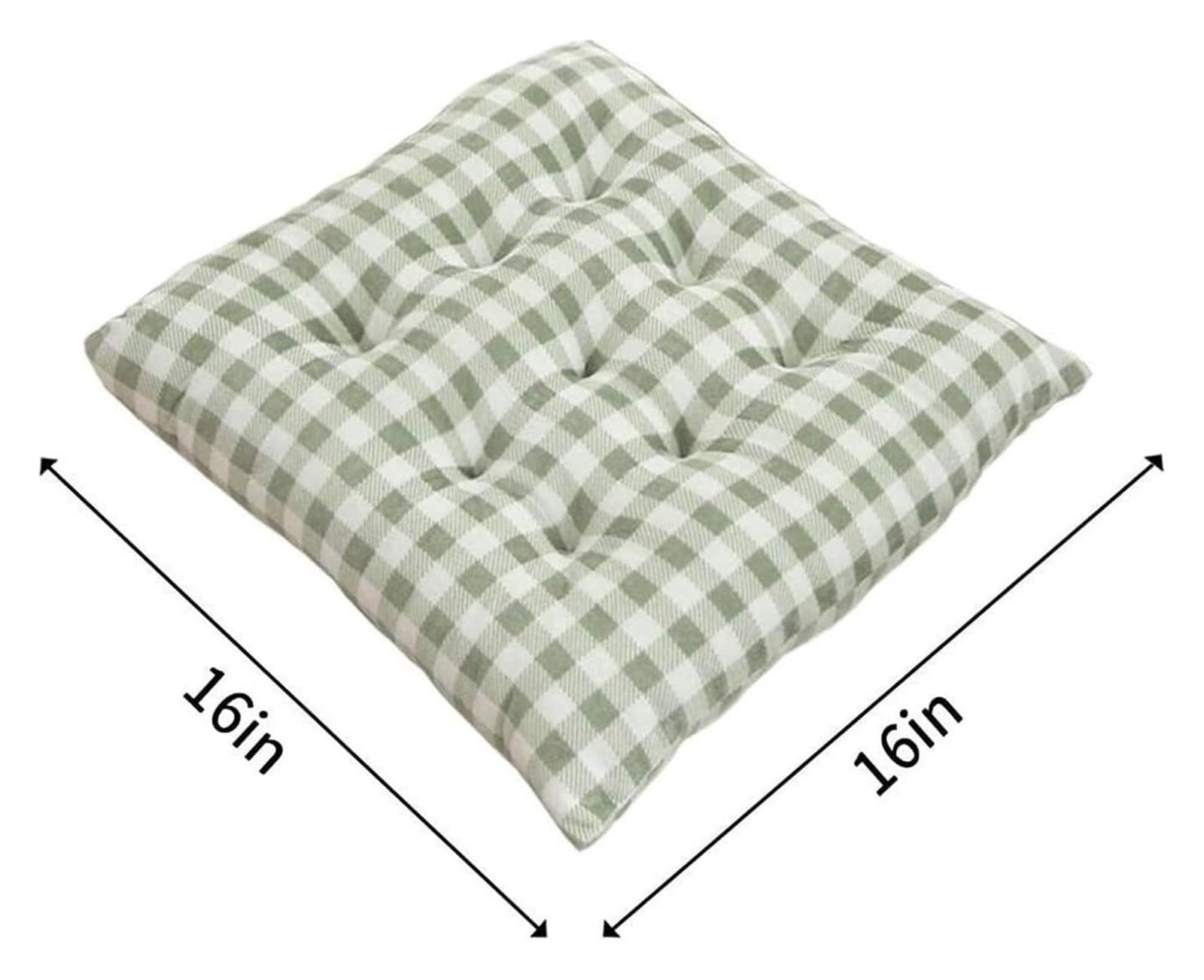 Cuscini per sedie da pranzo a quadretti, set di 4 cuscini per sedie con lacci, cuscini per sedie 40,5 x 40,6 cm per cucina, esterno e patio (verde)