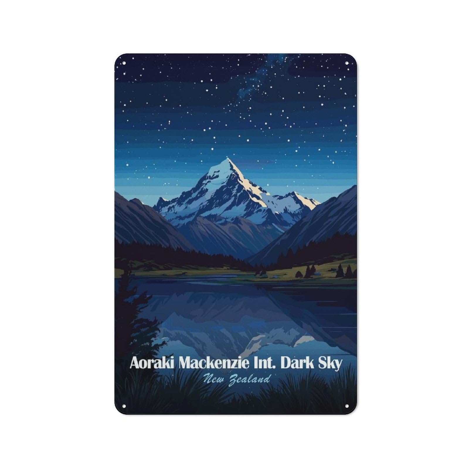 Junmoney Style Metal Plaque 30X20cm With Aoraki Mackenzie Dark Sky For Pub Or Café, Retro Decor, For Pub Decor Enthusiasts Refreshing A Room In Autumn