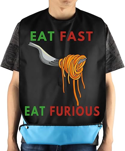 Miniatura 6 de JNIAP Baberos de espagueti para adultos, baberos de pasta con recogedor de migas, baberos italianos ajustables para comer, protectores de ropa para