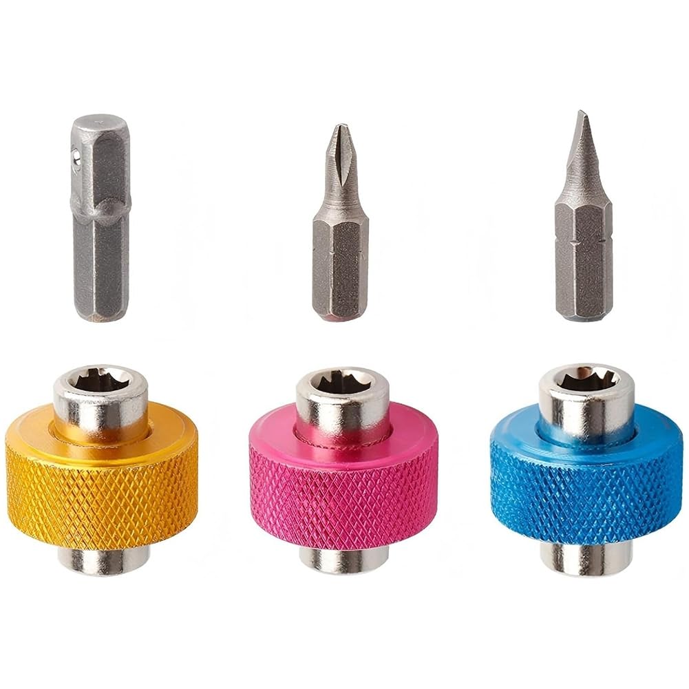 Littimoon Magnetic Finger Socket Wrench with Short Stubby Mini Screwdriver, 3 Piece Finger Grip Drivers,1/4" Drive for Tight Space