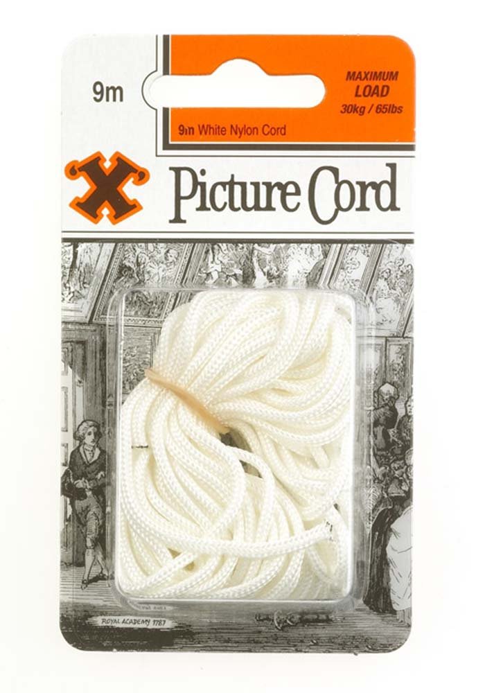 X-Hooks Picture Hanging Picture Cord White 9M 5013343128787
