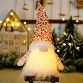 Uaste Christmas Light Up Gnome Decoration - Pink Light Up Gonks - Ideal Indoor Holiday Decor, Charming Elf Christmas Craft