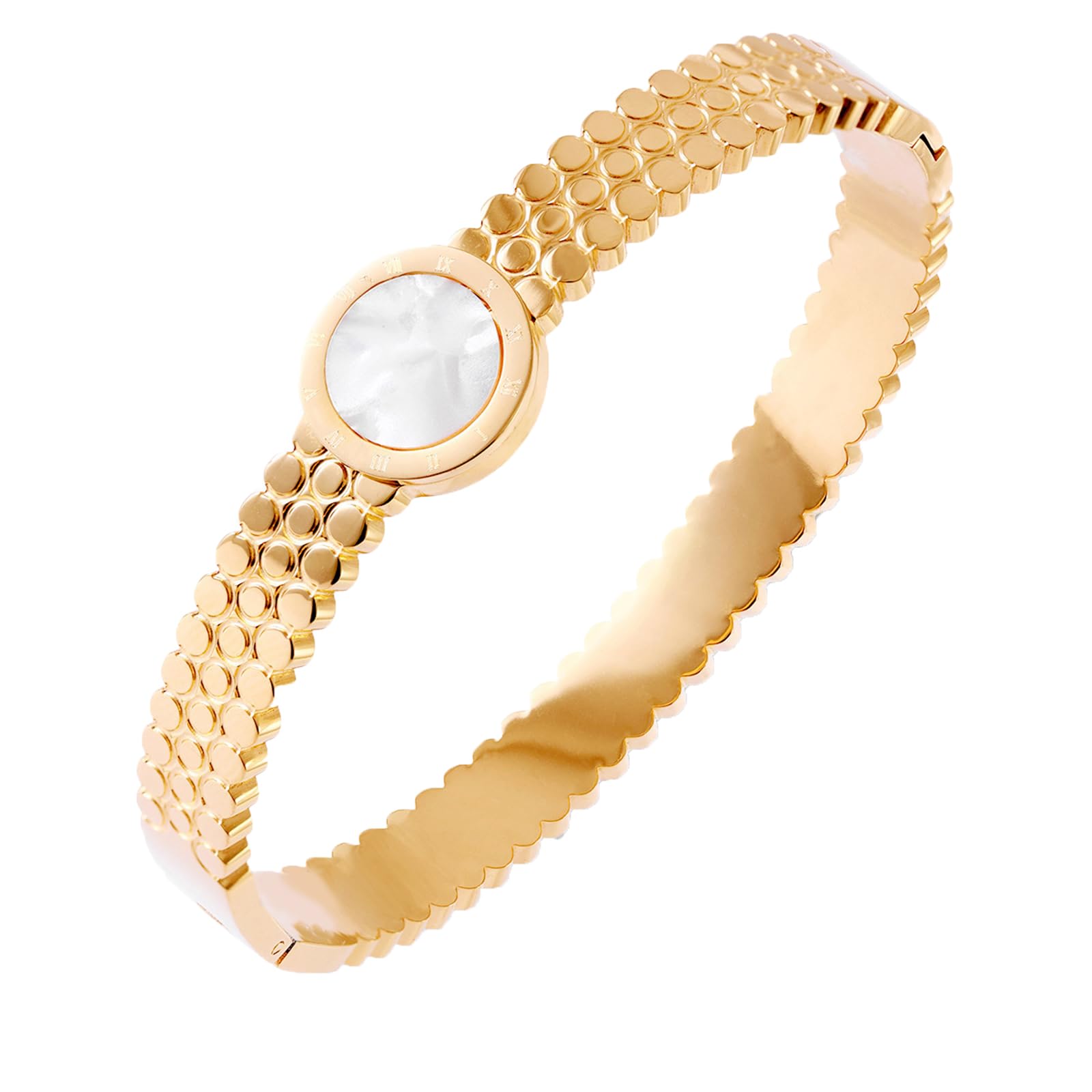 Vbvbip 18K Gold Plated 316L Stainless Steel Bracelets Bangle Collection - 12 Unique Designs + Matching Diamond-Accent Titanium Steel Chain, Gift for