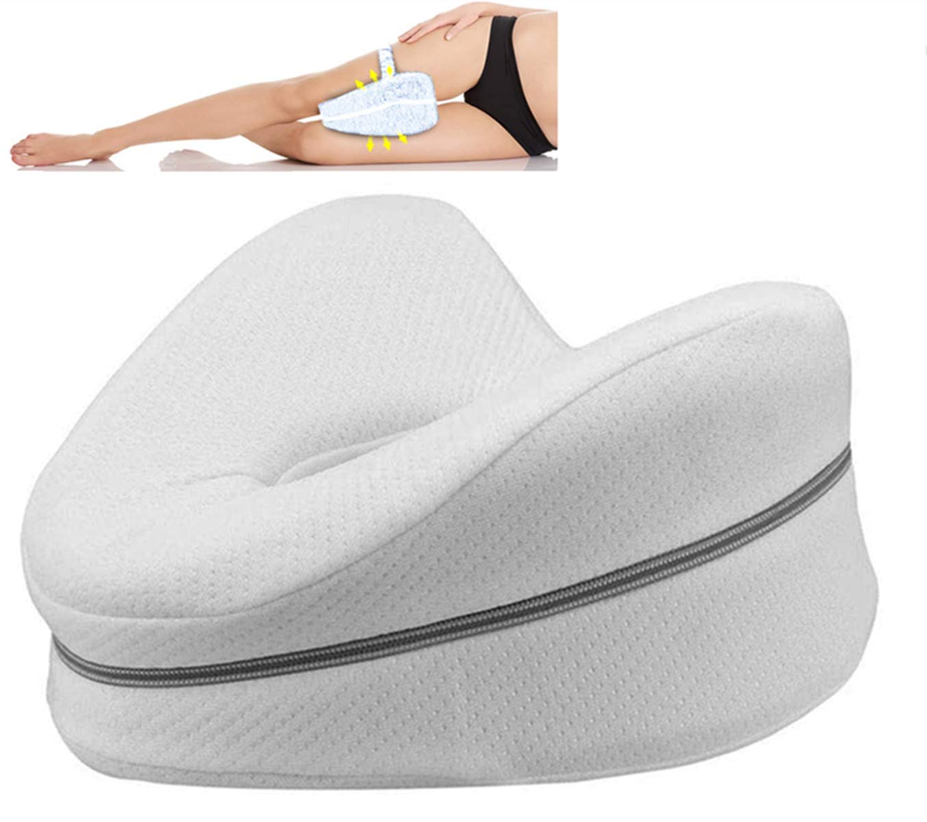 Cozy Bospin Men's White Knee Pillow Leg | Memory Foam Wedge Pillow | Leg Pillows For Sleeping,Leg Pain, Knees Pain, Joints Pain & Pregnancy Bed Leg Cushion For Side Sleepers (White)