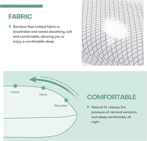 Miniatura 4 de Osunnus Almohada ortopédica de espuma viscoelástica para cama almohada lateral de espalda y estómago para aliviar el dolor de cuello hombros y