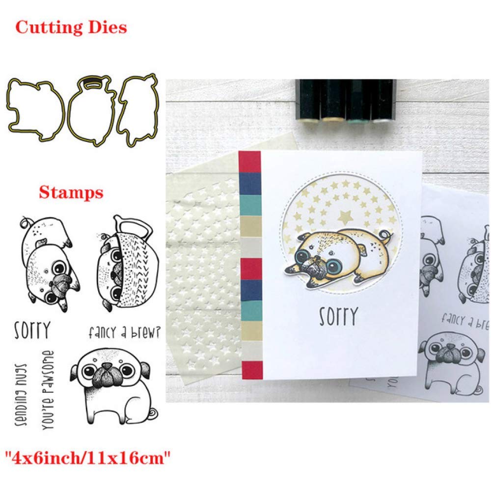 Set di fustelle e timbri per cuccioli di cucciolo, ideali per realizzare biglietti di auguri, stampini in metallo, per lavori fai da te, scrapbooking, goffratura, stencil in metallo