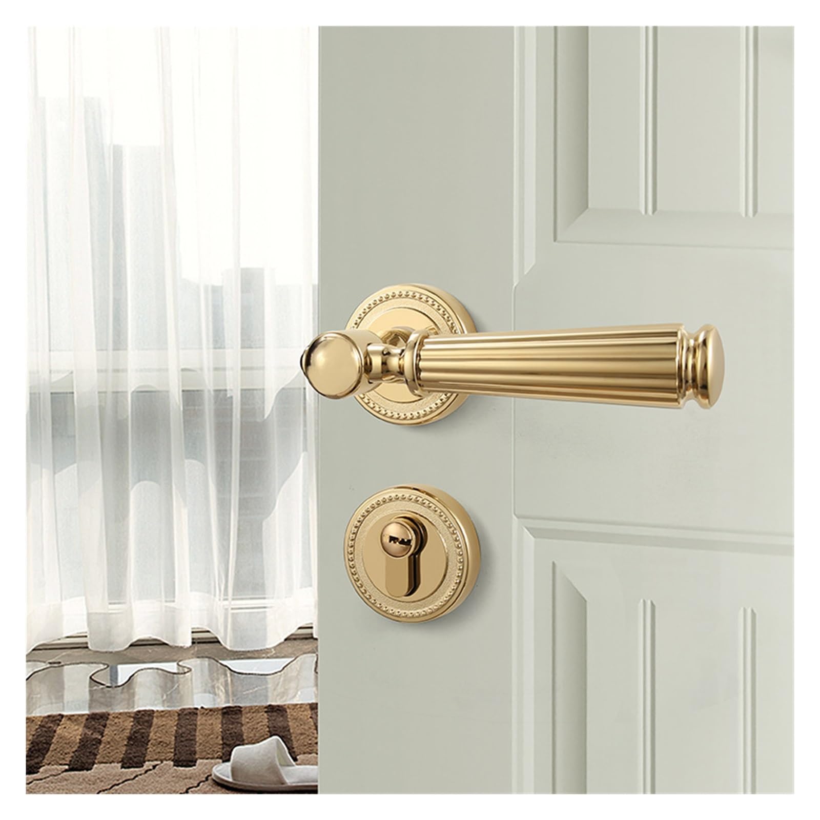 Serrure magnétique dorée de style américain pour porte simple en verre