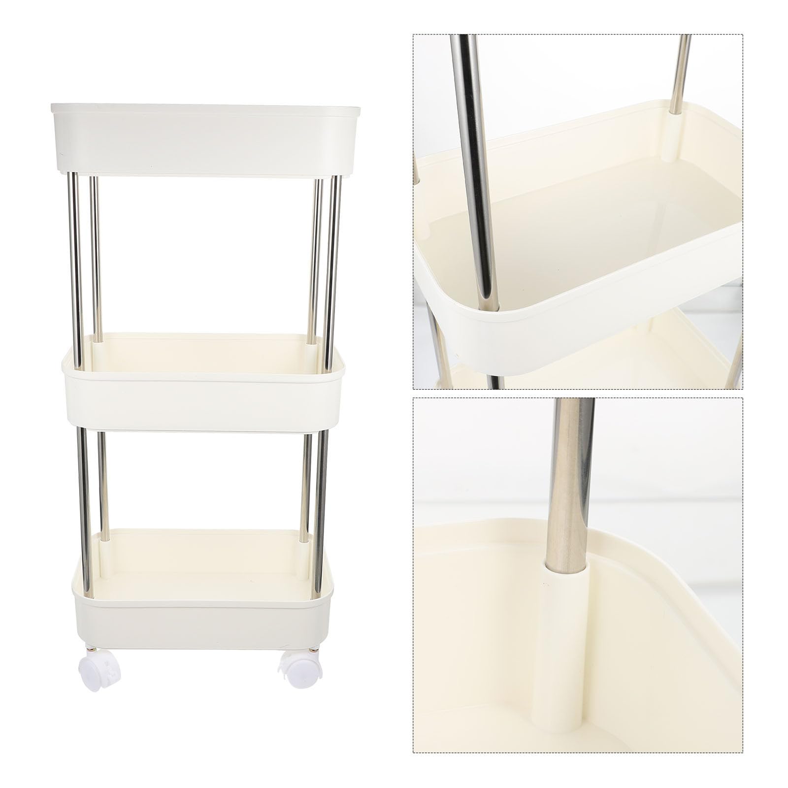 Carrello Portatutto Multiuso a Livelli in Plastica Bianco