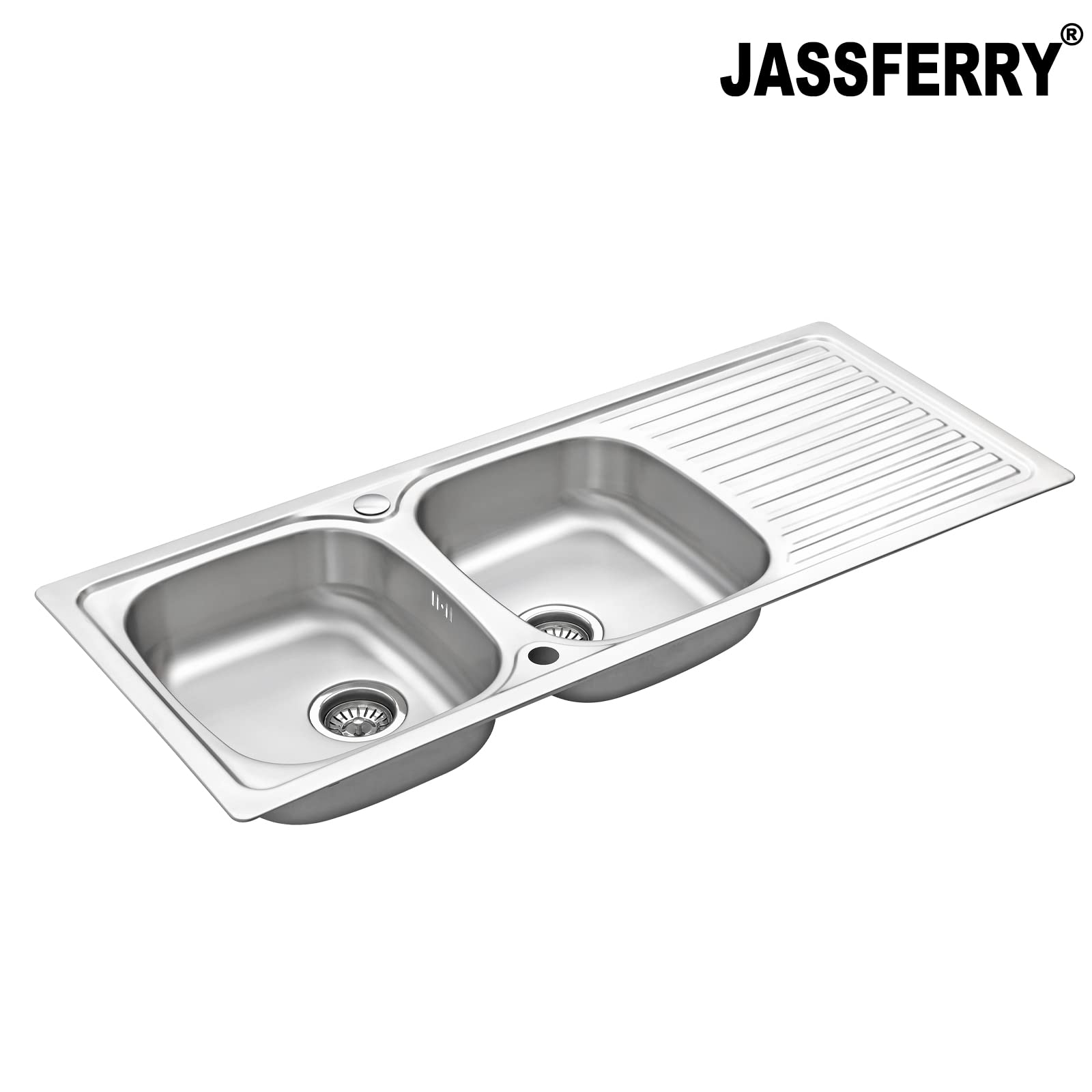 JASSFERRY Fregadero de Cocina Sobre Encimera dos Senos, Fregadero de Acero Inoxidable 304, Escurridor Reversible, 120 x 50 cm