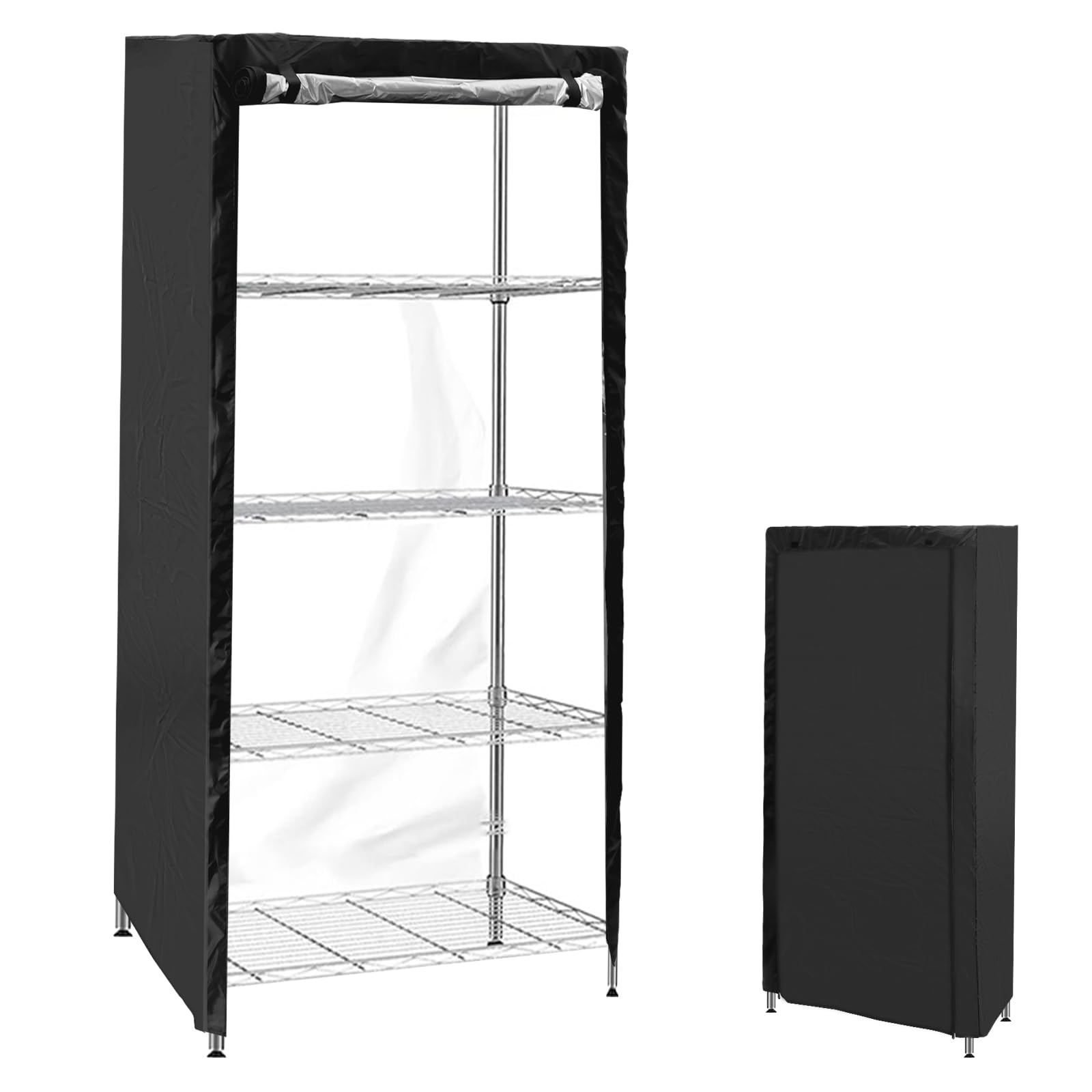 Shelf Cover Waterproof, Shelving Unit Cover Dustproof Cart Bag Outdoor Shelf Display Rack Protective Covers Indoor Wire Rack Dust Covers with Zipper for Kitchen Bookcase 36x18x72 inch