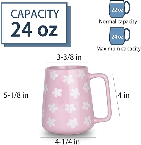 Vista 40 de Tazas de café grandes de cerámica, tazas de café de mango grande de 24 onzas, taza de té y café extra grande para oficina y hogar, aptas para azul