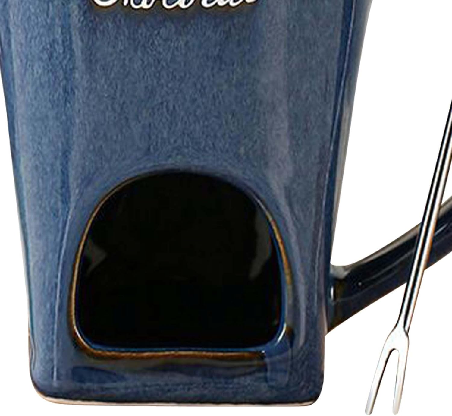 Fondue Mug, 130ml Melting Pot with Fork, Chocolate Sweet Fondue Cup Small Pot for Home Kitchen Restaurant Camping, Premium Ceramic Material with Heat-Resistant Design, Accessory with Fork