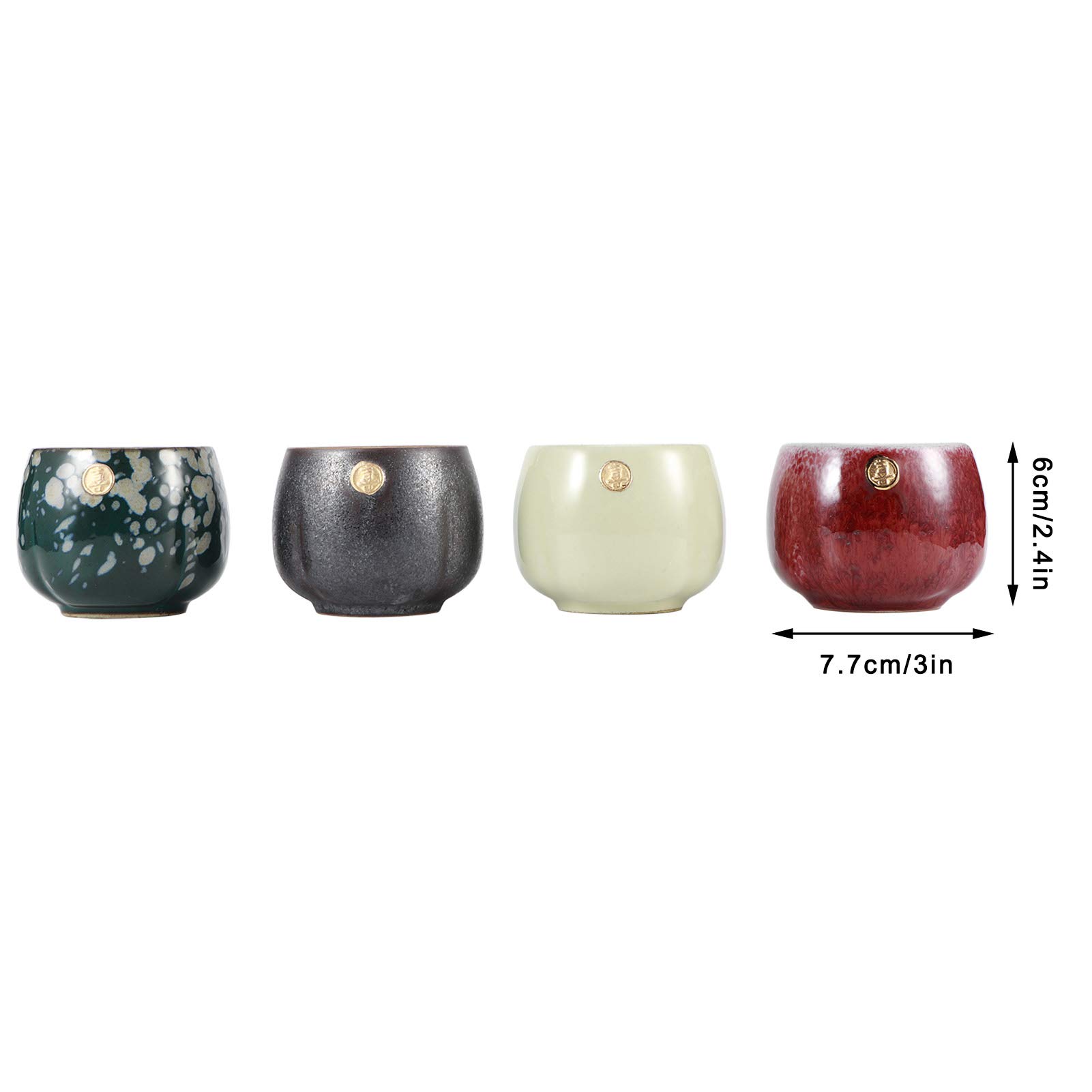 Zerodis 4 pcs Rétro Four Cuit Au Four Tasse De Thé Ensemble De Style Japonais En Céramique Kung Fu Théière Drinkware Tasse À Café Ensemble De Vacances Cadeaux pour Mariage Bureau À Domicile(Type 1)