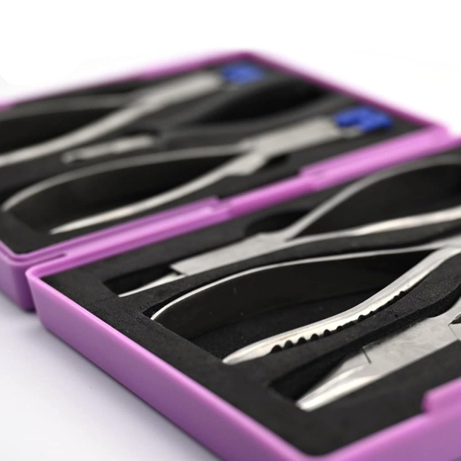 Kit di riparazione per occhiali senza montatura con 6 pinze di precisione, compatto e portatile per riparazioni facili di orologi, occhiali e computer