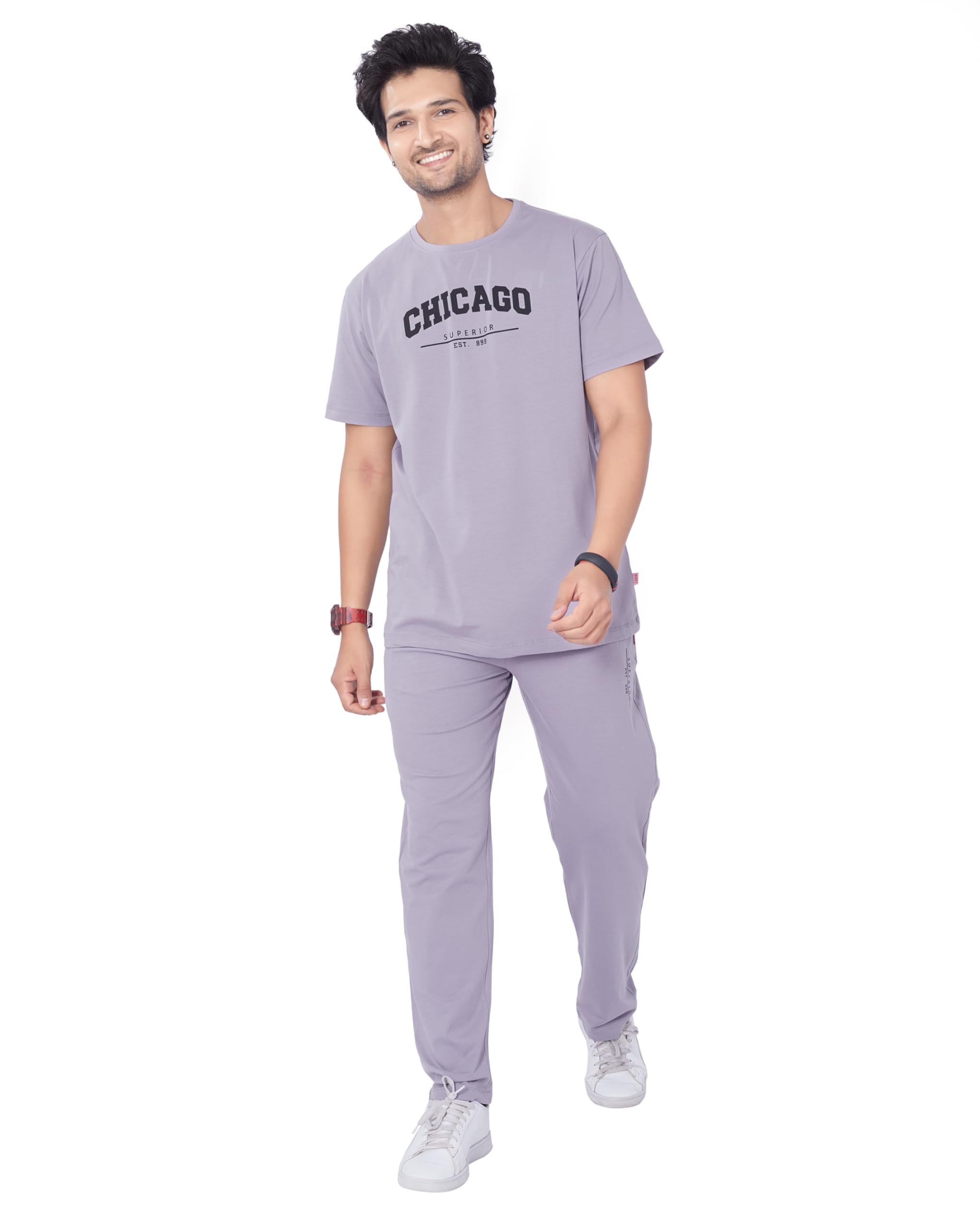 Cotton Round Neck Pyjama Set for Men's Half Sleeve T-Shirt and Pyjama, Printed Casual Sleepwear & Loungewear Nightdress Night Suits Set 126-image-23