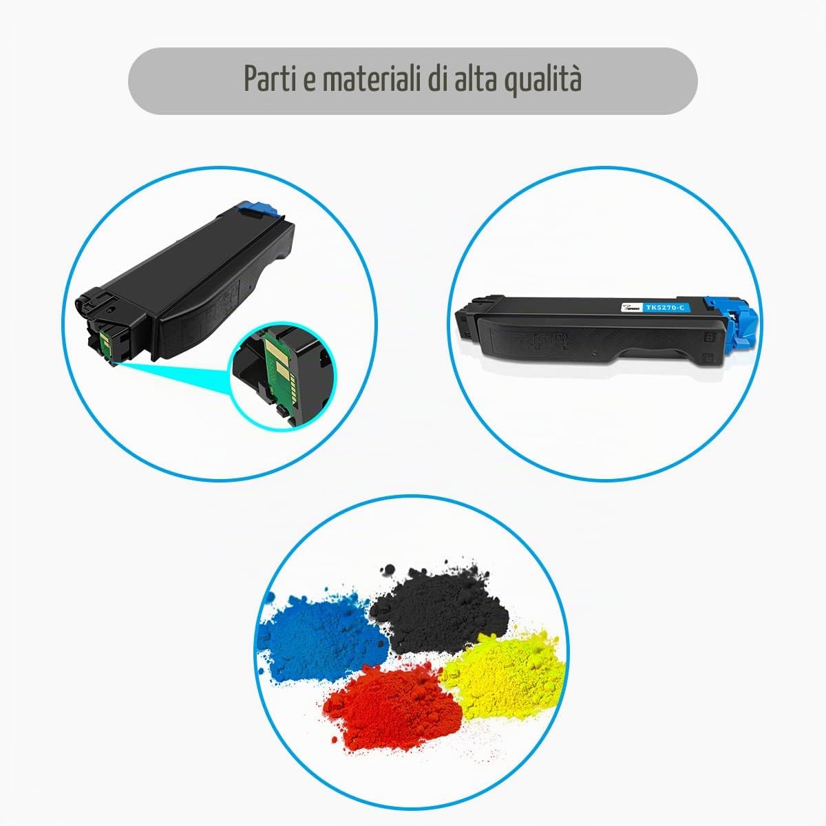 TOPRINT Cartucce Toner Compatibili a 4 Colori TK5270 TK 5270 TK-5270 8000 Pagine per Nero e 6000 Pagine per CMY Kyocera ECOSYS M6230cidn M6230cidnt P6230cdn M6630cidn Stampanti
