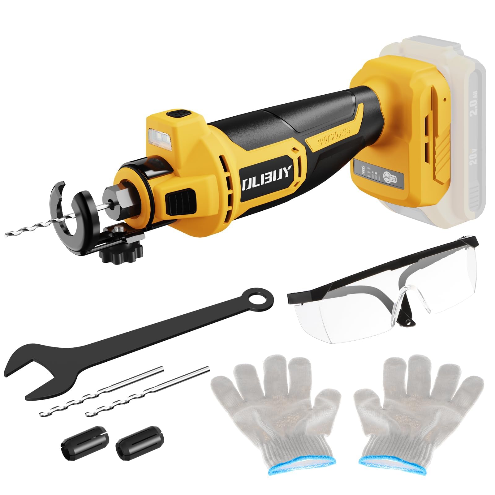 Cordless Drywall Cut-Out Tool for De-walt 20V Battery, 3 Speed Adjustable Brushless Rotary Saw with Up to 30000 RPM, Drywall Rotary Cutting Tool for Sheetrock,Wood,Plywood(Tool Only)
