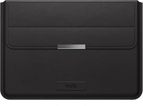 INVZI MacBook Sleeve, Vegan Leather Bag Compatible with 13/14" MacBook Air, MacBook Pro 14 inch M3 M2 M1 2021-2024, Compact Design with Invisible Stand Black