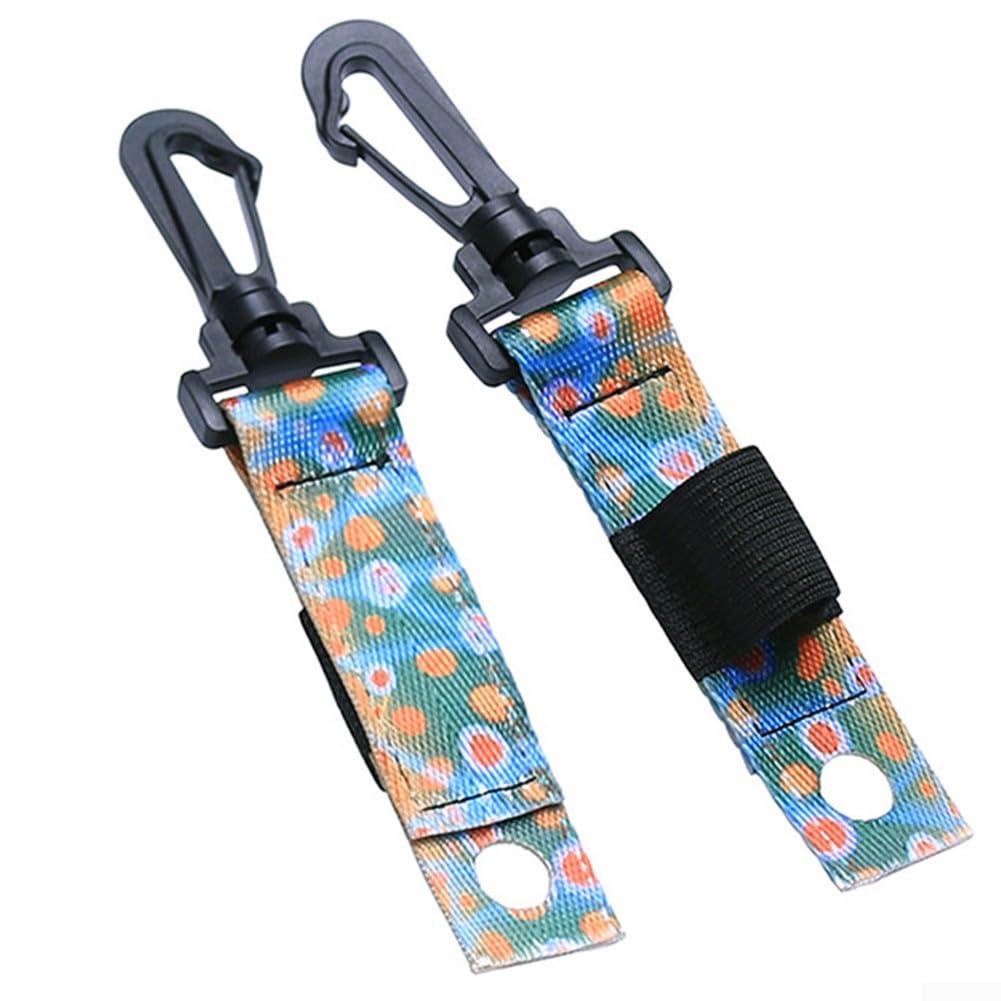 Fly Fishing Floatant Carrier with Carabiner Clip, Brook Trout Webbing Clip for Sinkant Bottle Holder, Downward Facing Nylon Fly Fishing Accessory, 2 Pack