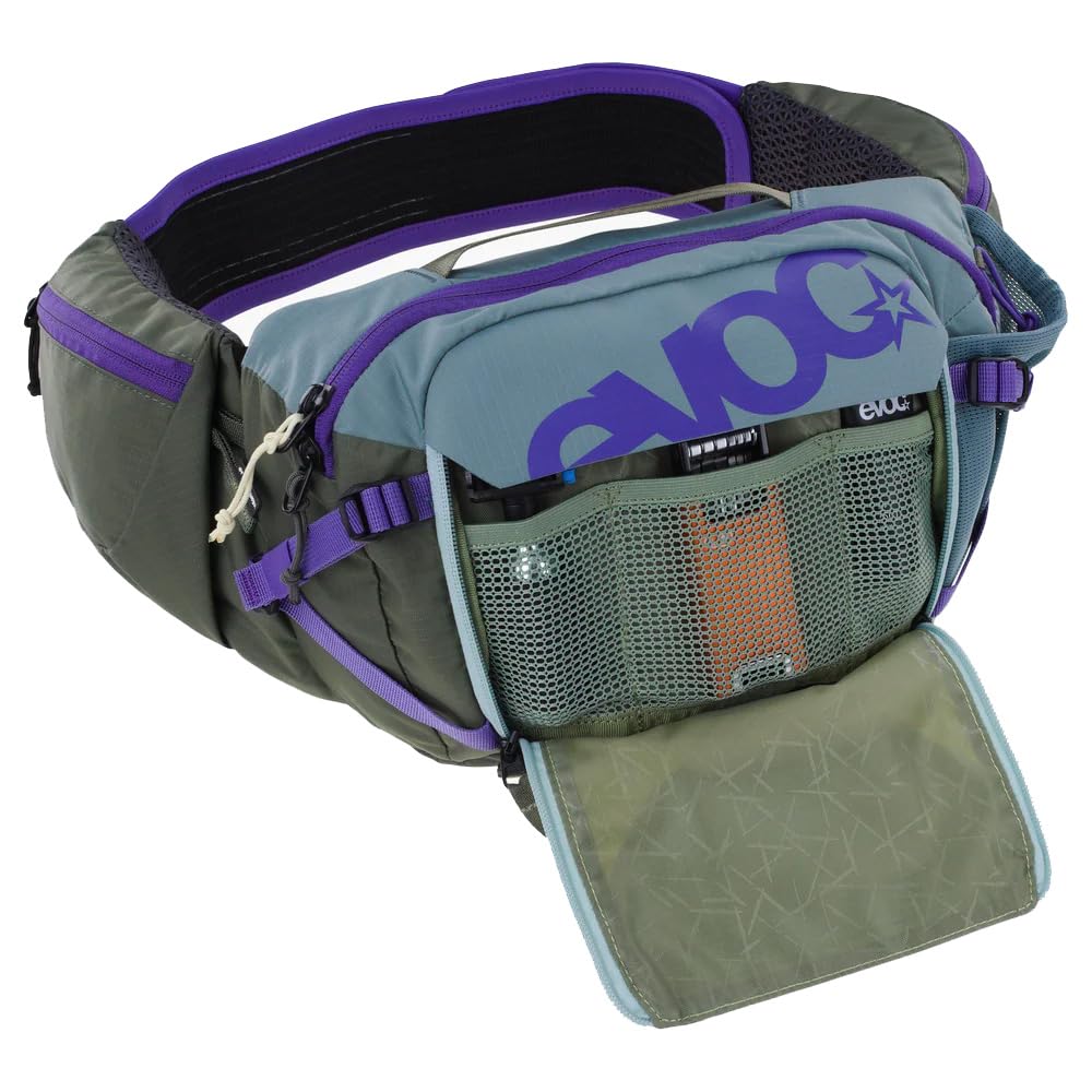 EVOC HIP PACK PRO 3 Marsupio marsupio per tour in bicicletta e trail (capacità 3 litri, Airflow Contact System, tasche sulla cintura, 2 portaborracce)
