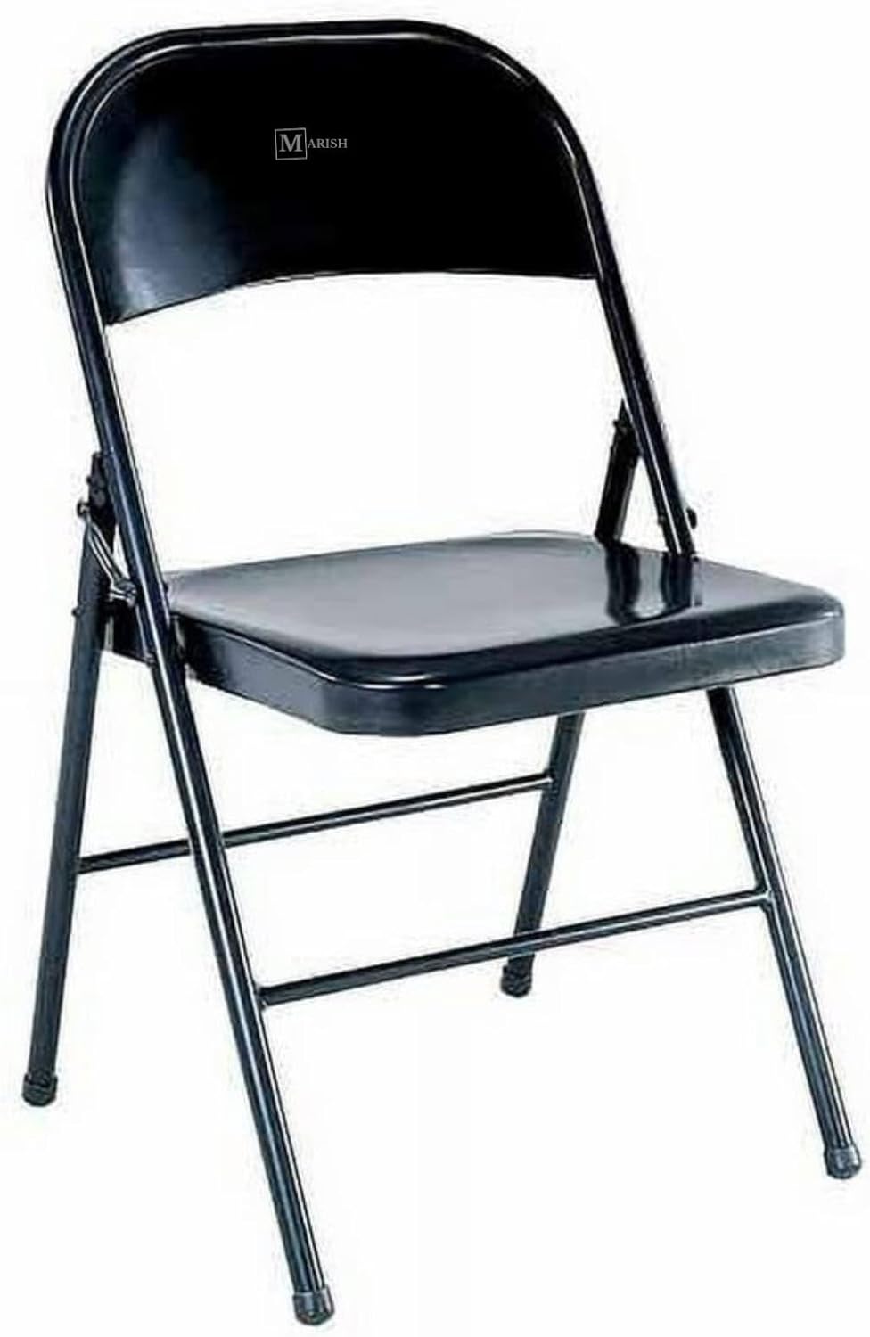 MARISH Heavy Duty All-Steel Folding Chair with Double Braced Frame – Black, Space-Saving, Non-Slip Legs, Indoor Metal Event Chair, 250 lb Capacity