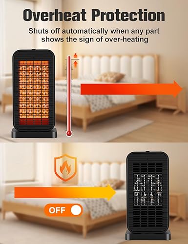 Miniatura 8 de BALKO Calentador de espacio, calentadores eléctricos portátiles para uso en interiores con termostato, modo de ventilador, control remoto,