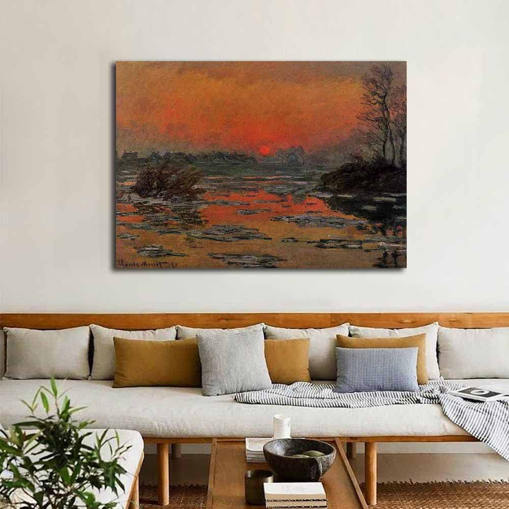 Amazon.co.jp: クロード・モネ-Sunset on the Seine 絵画 インテリア