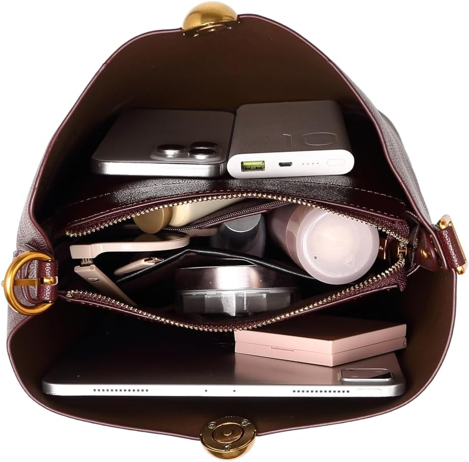 Womens Handbag, Pu Leather Bucket Tote Purse And Handbags Medium Satchel Hobo Purse Designer Work Shoulder Bags