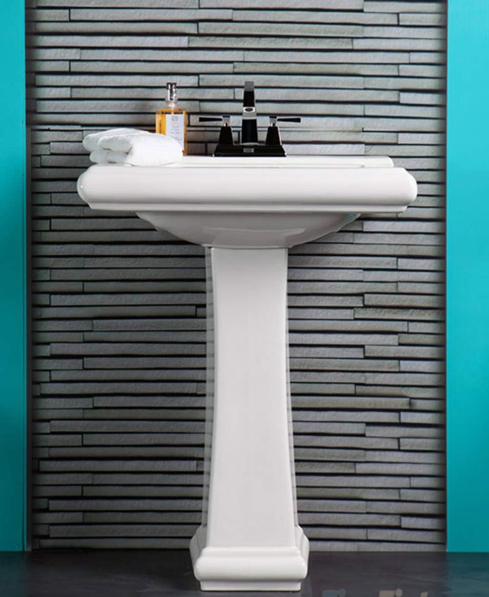 Fine Fixtures Ashfield Pedestal, Elegant Pedestal Sink, 4" CC Faucet Hole, High Quality Vitreous China