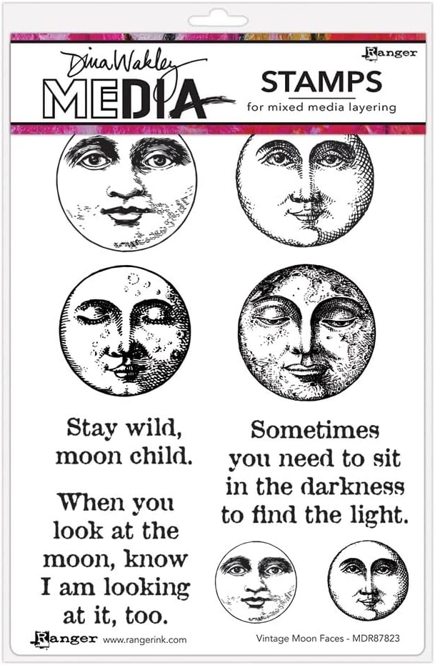 Vintage Moon Faces Stamp by Dina Wakley Media