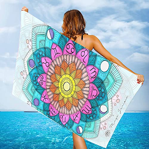 Large Beach Towel 36"X 71" Quick-Dry & Super Absorbent Beach Towels For Beach Pool Bath Camping Travel Swimming Bath Beach Blanket (Colorful Mandala) #TOP3