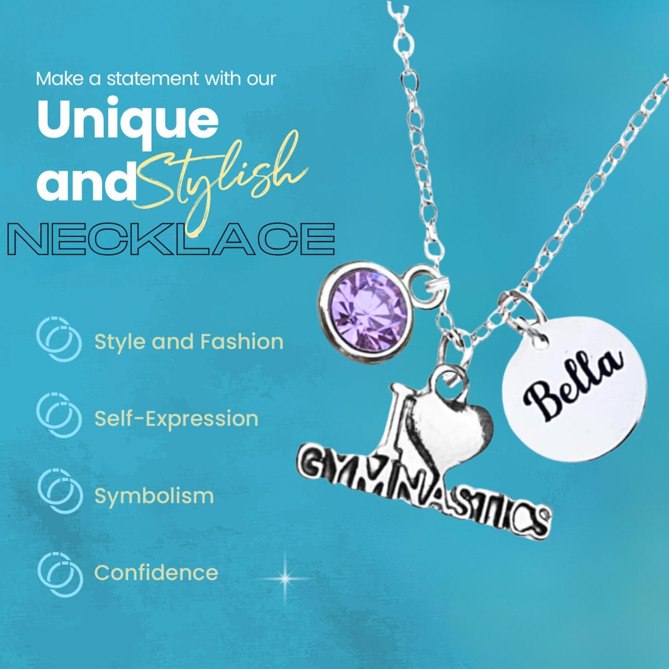 Personalized Gymnastics Necklace with Name Engraved & Birthstone Charm, Custom Love Gymnast Jewelry, Gift for Gymnasts - Image 6