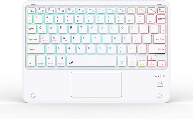 BL Bluetooth keyboard with Touchpad for iPad,Wireless keyboard with 7- Colors Backlight Tablet Keyboard for iPad,iPhone,Android,Tablets,Window,pc