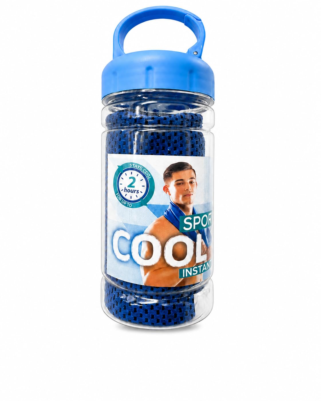 Cooling Towel + Water Bottle Set (30x78cm) โ Stay Cool During Workouts, Running, Hiking & Travel โ Ultra-Soft, Absorbent & Fast Drying - Blue โ image 1