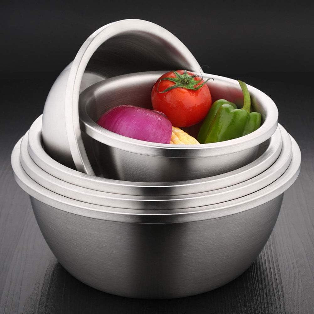 304 Stainless Steel Mixing Bowl Basin Dinnerware Tableware Unbreakable Food Storage Container Bowls for Soup, Popcorn, Fruit, Salad, Noodle, etc (32cm Diameter)