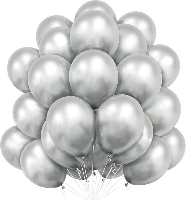 Bealif Metallic Balloons, 30 PCS 10 Inch Thick Chrome Metallic Silver Balloons Helium Shiny Balloon for Birthday Baby Shower Wedding Anniversary Festival Carnival Party Decorations (Silver)