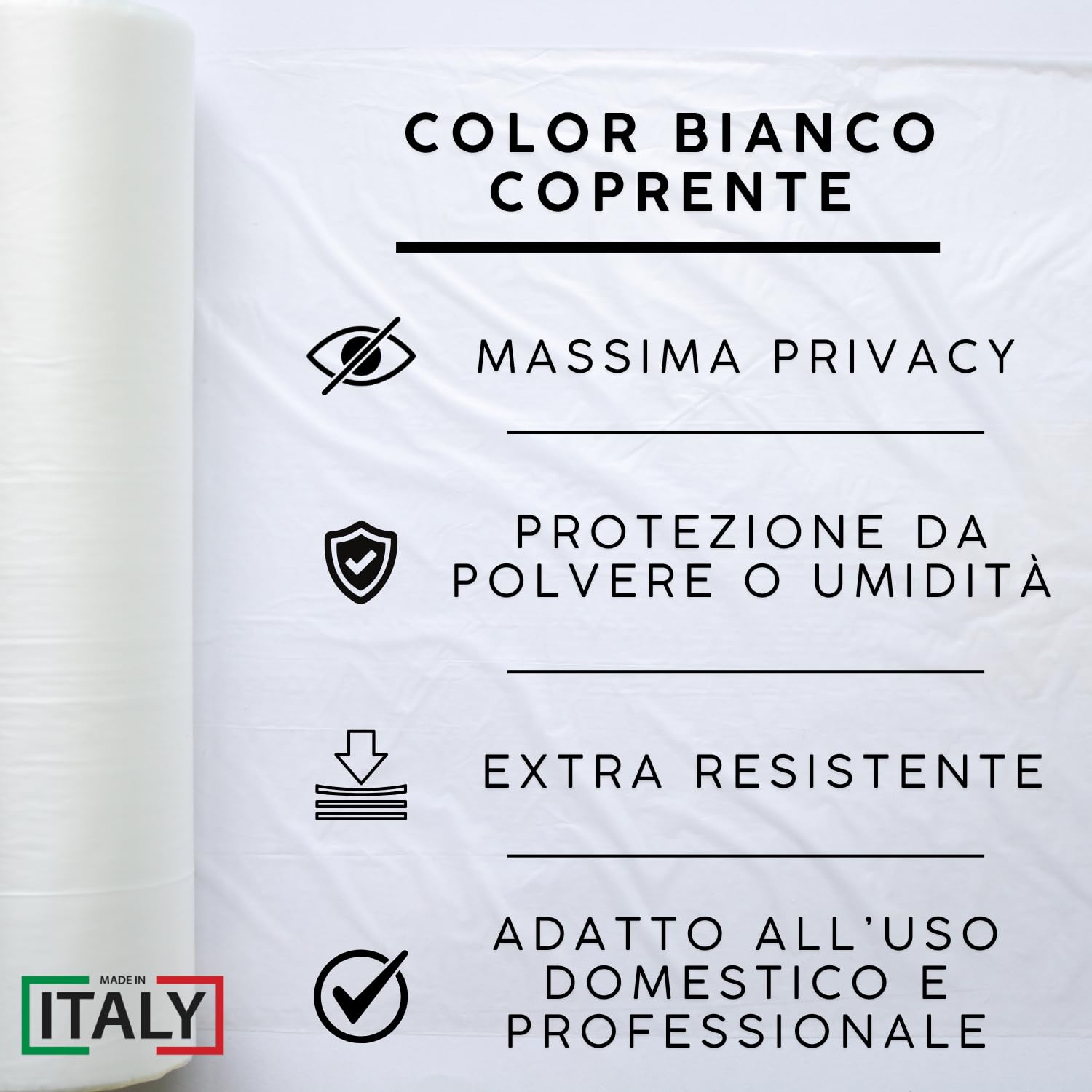 OWIJI Film Estensibile Imballaggio Bianco Coprente 6 Rotoli Pellicola Protettiva Made In italy Cellophane 250 Metri Spedizioni Trasloco Multiuso Extra Resistente Peso Bobina 2,4 Kg 23 Micron