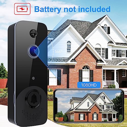 Doorbell Camera Wireless Smart Video Doorbell With Ai Smart Human Detection, 1080P Hd Live Image, Pir Motion Detection, 2-Way Audio, 2.4G Wifi, Night Vision, Battery Powered (Battery Not Included) #TOP1