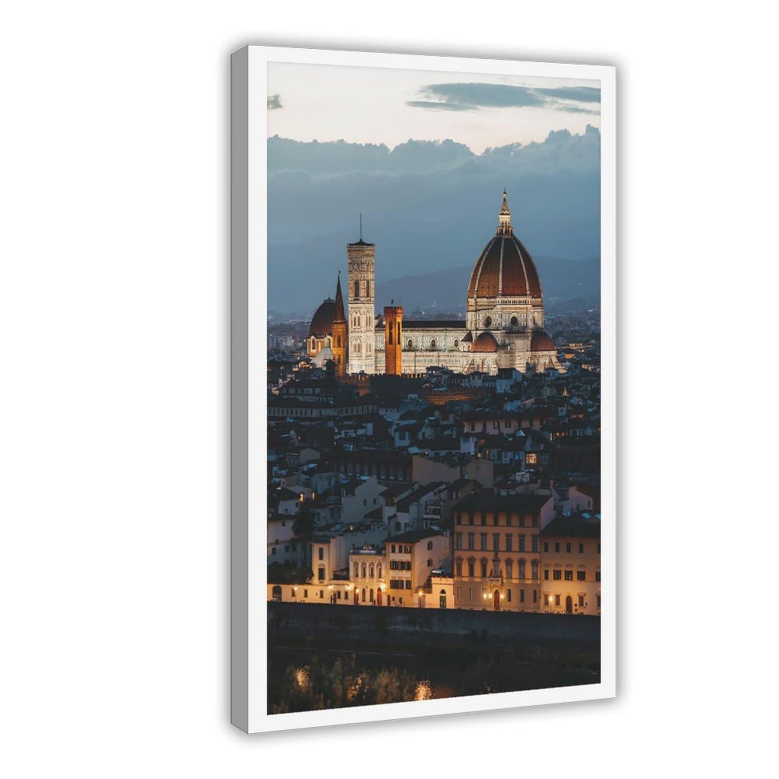 HEYANM Florence Duomo Print Italy Wall Art Blue Hour Canvas Poster Bedroom Office Room Decor Gift Frame 12x18inch