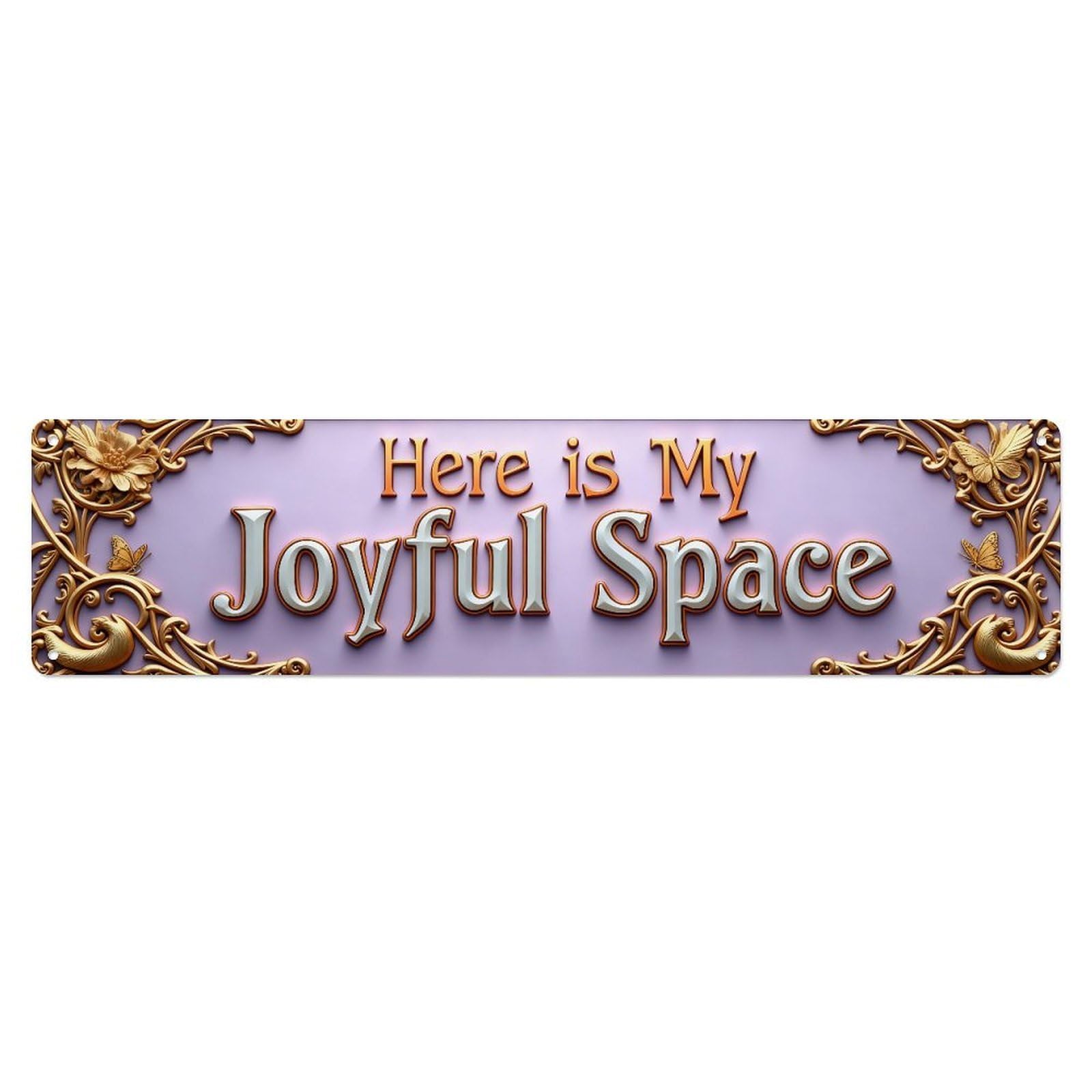 Golden Ornate Text Design Tin Sign Vintage Metal Sign Home Bar Garden Indoor & Outdoor Wall Decor Retro Metal Poster 4x16 Inch