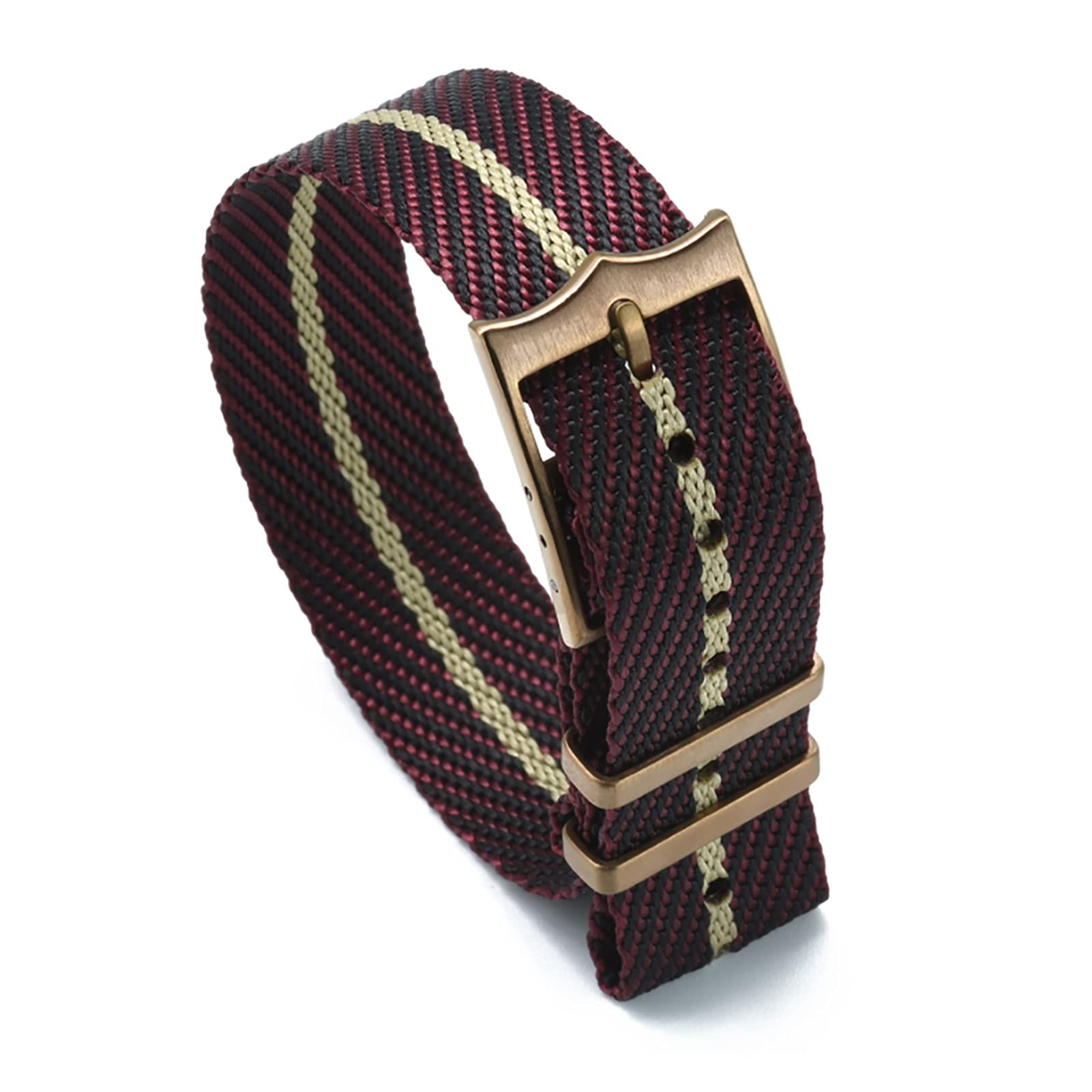 Uhrenarmband， Hochwertiges Luxus-Uhrenarmband aus Nylon mit NATO-Armband(New Black red khaki,20mm)