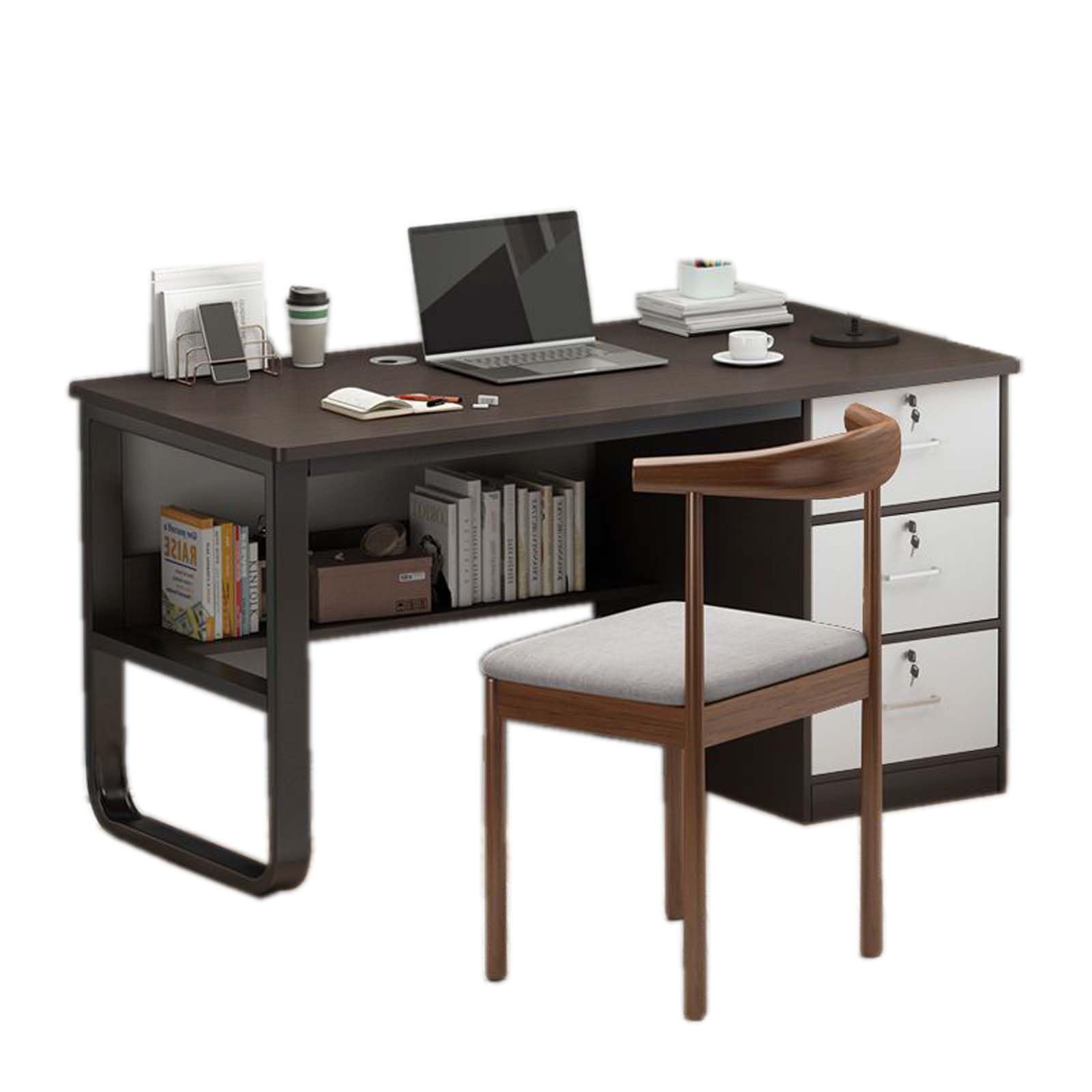 Moderna scrivania da gioco per PC con 3 cassetti, postazione di lavoro compatta per piccoli spazi, elegante scrivania in legno per casa e ufficio, facile da montare, perfetta per giochi e produttività