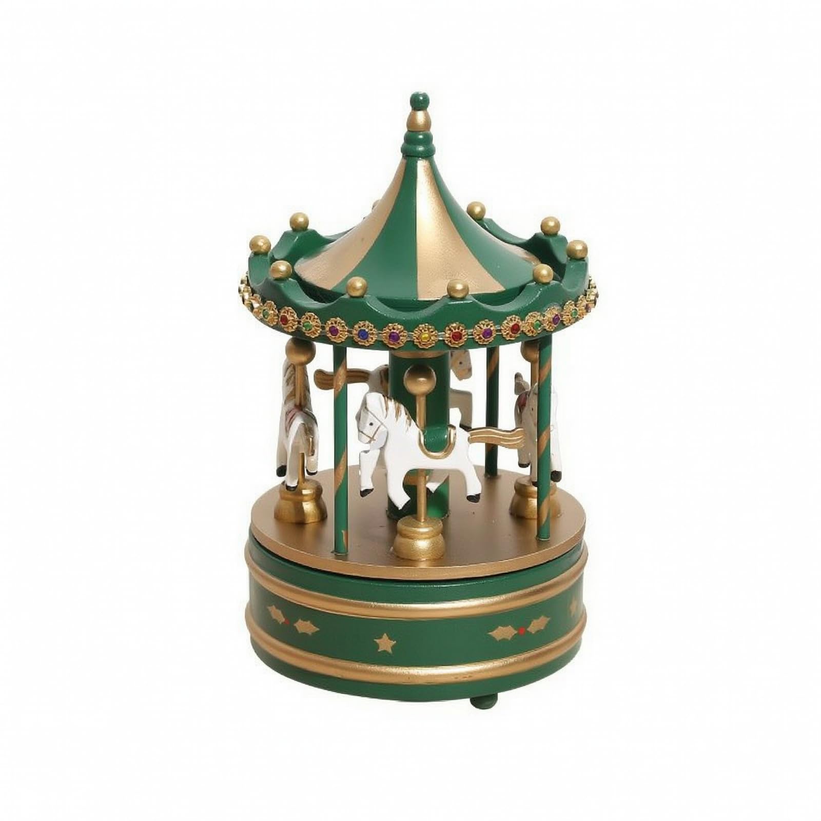 kowaku Caja Música Carrusel Navideño Nostálgico Carrusel Musical Madera Estilo Europeo Caja Música con para Chimenea, Verde