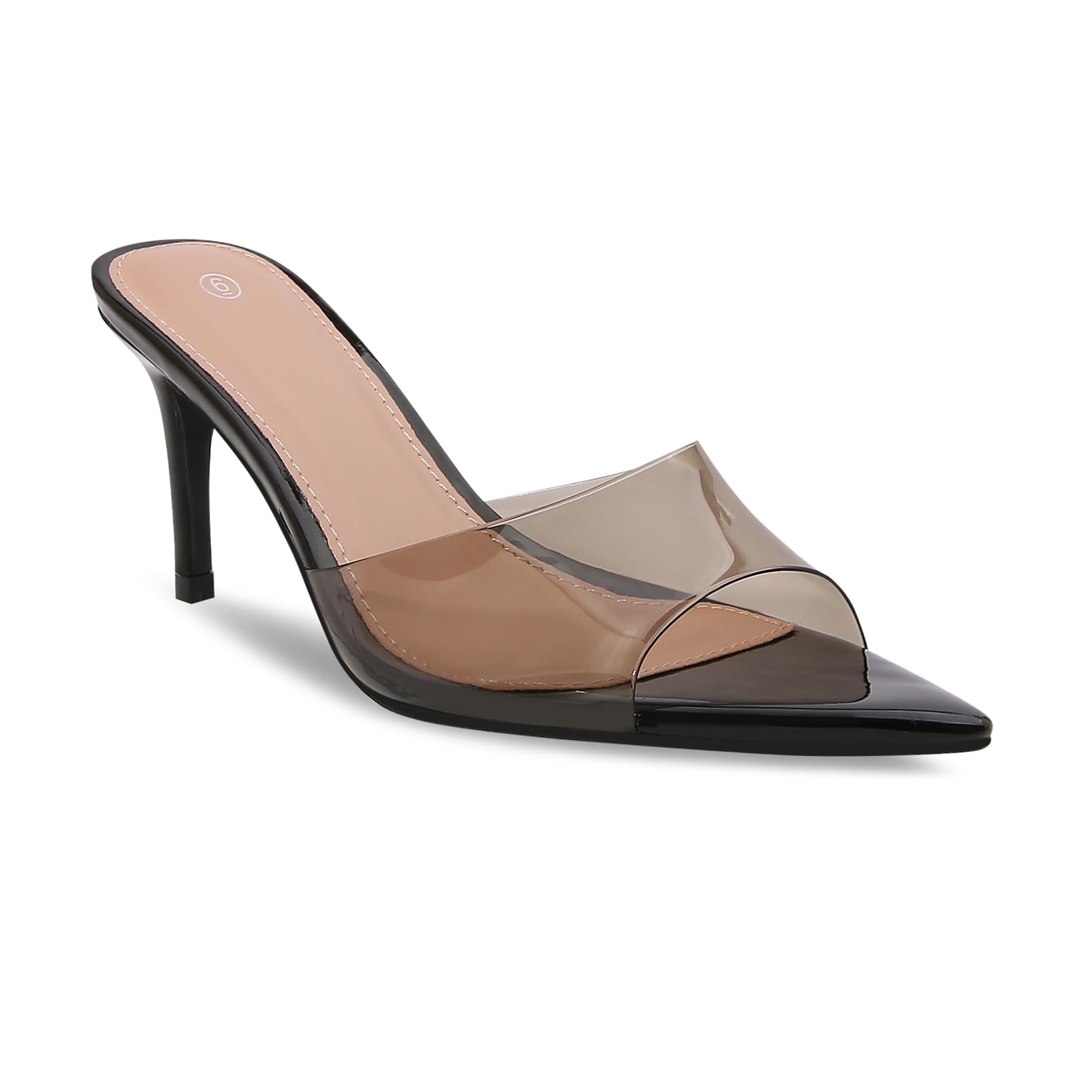 Shion ShaaYii Women Clear Pointed Toe Sandals Stiletto Heels Transparent Strap High Heels Slip on Mules for Women
