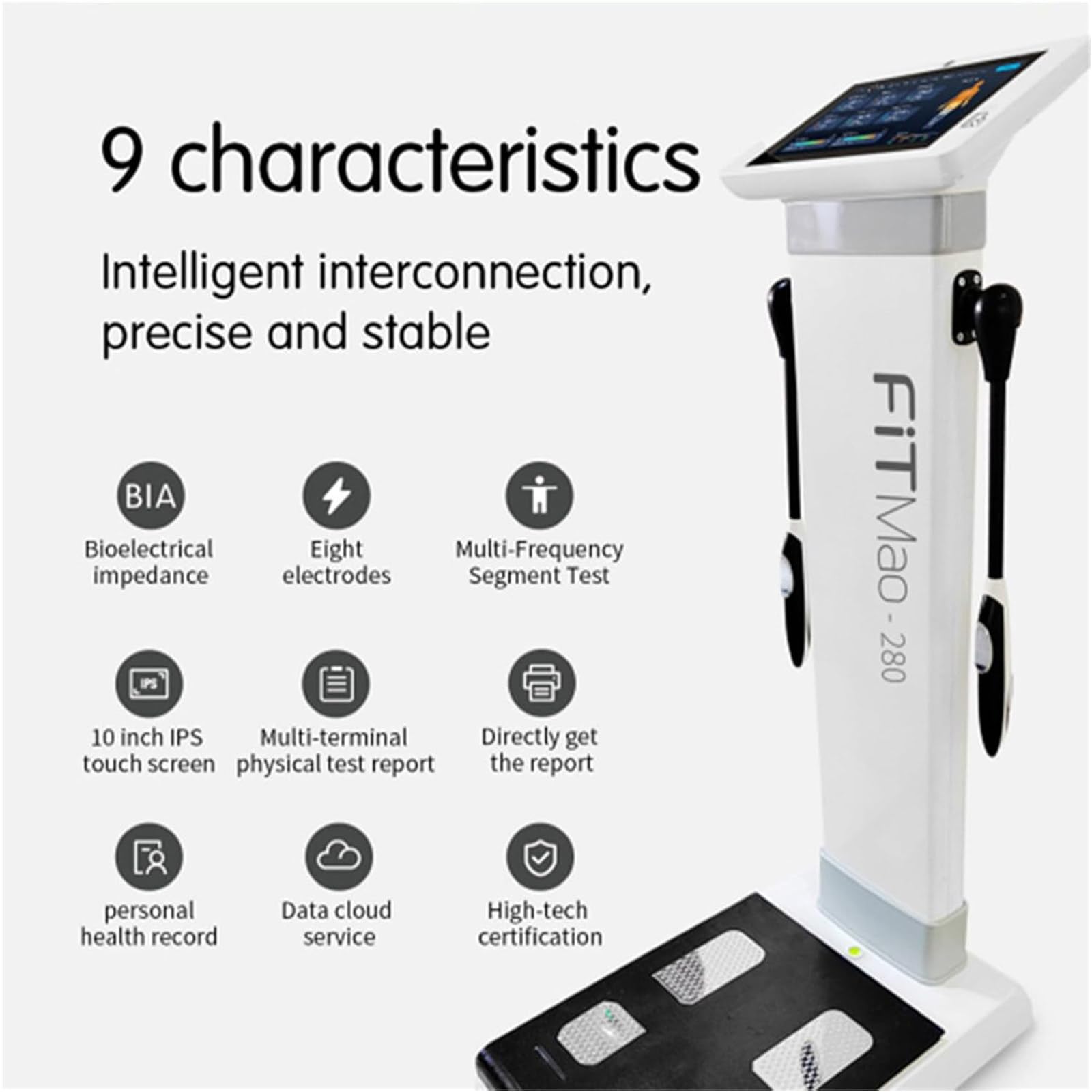 Bilancia Pesa Altezza,Peso E Grasso,Distributore Automatico da 10,1 Pollici,Bilancia Elettronica Touch HD,Misurazione Bmi,Farmacia,Ospedali,Bilancia Pesa Altezza Digitale con Stampante