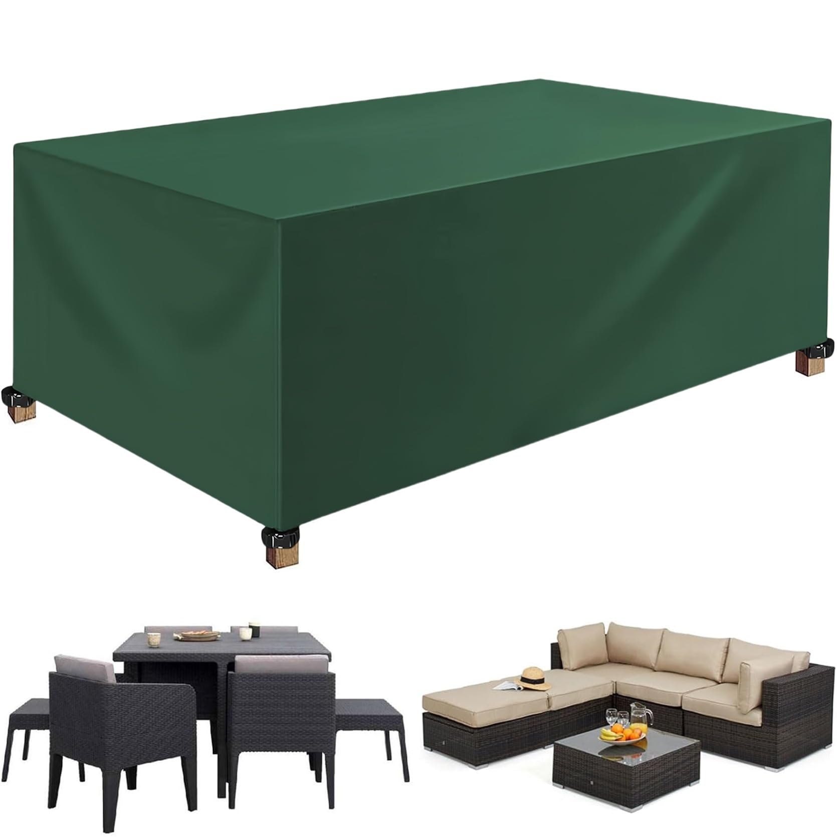 Pokrowce Na Stół I Krzesła 150 x 80 x 50 cm Pokrowiec Na Stół Ogrodowy Pokrowiec Na Meble Wodoodpornywiatroszczelnyanty-Uv Pokrowce Na Meble Ogrodowe Nadaje Się Do Mebli, Zielony
