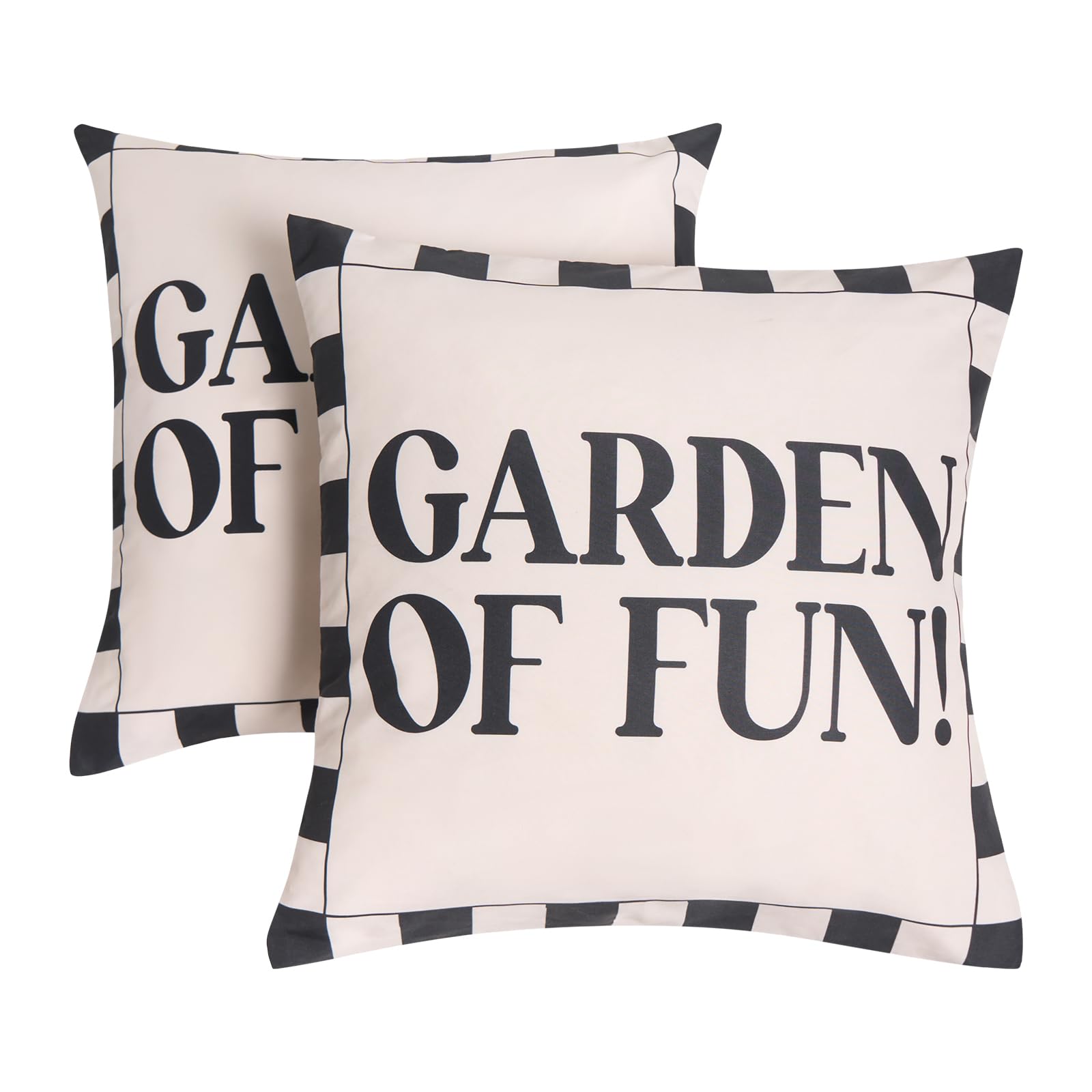 Ohs Monochrome Outdoor Cushions Waterproof Decorative Garden Of Fun Slogan Cushion Covers 45 X 45 Set Of 2 Super Soft Patio Garden Cushions Home Decor Throw Pillow Covers With Invisible Zipper,