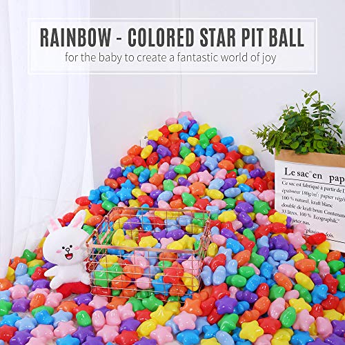 PlayMaty Star Ball Pit Balls - Phthalate & BPA Free Plastic Ocean Colorful Balls for Kids Toddlers Baby Playhouse Play Tent Playpen Party Decoration (Rainbow 8 Colors -100pcs)